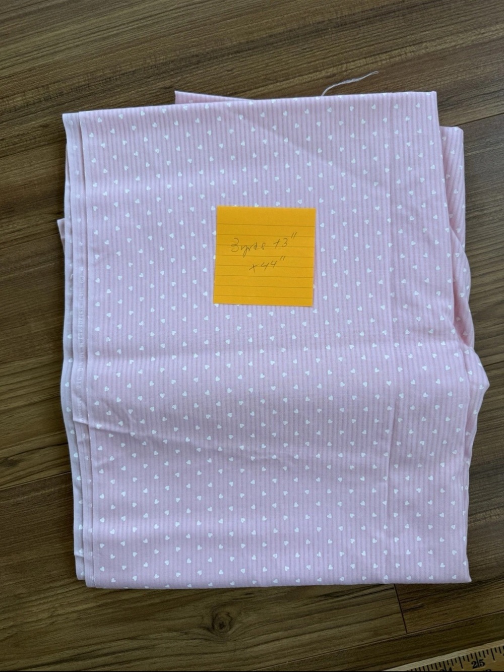 Vintage 80s Baby Pink Tiny Hearts Quilting Cotton Fabric 3 yards + 3" L x 44" W - Picture 3 of 8